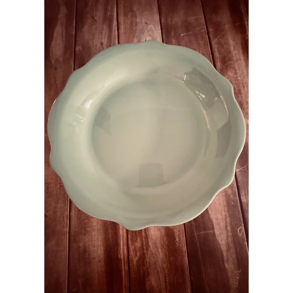 Hospitality Collection CP Sage Green Scalloped Ceramic Pie Dish Round 11 Inch
